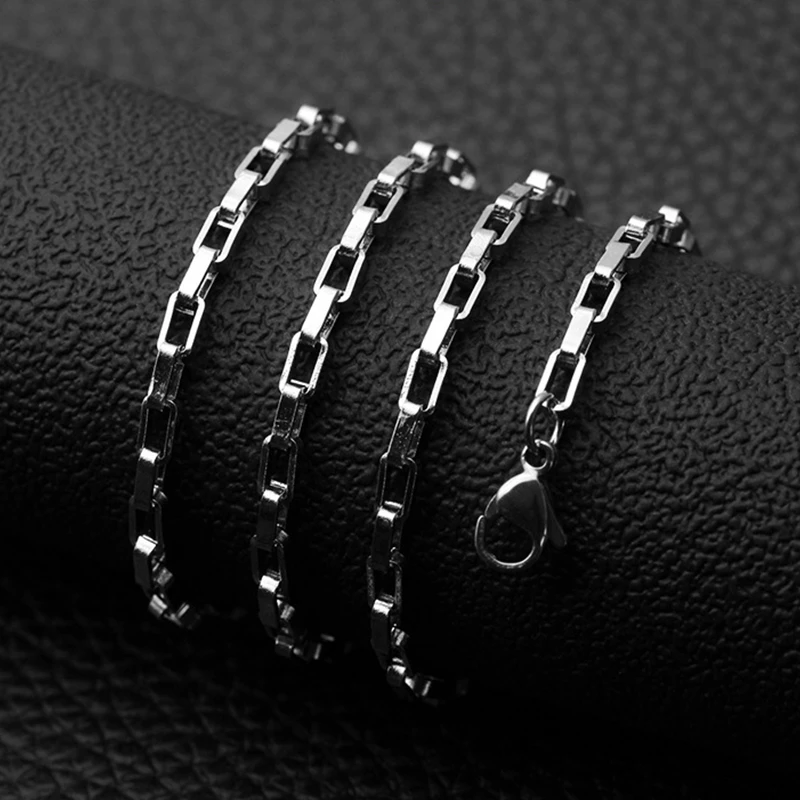 2020 New Style 3mm Long Box Chain Necklaces For Women Jewelry Bridesmaid Gifts Fashion Stainless Steel Choker Free Shiping Items | Украшения