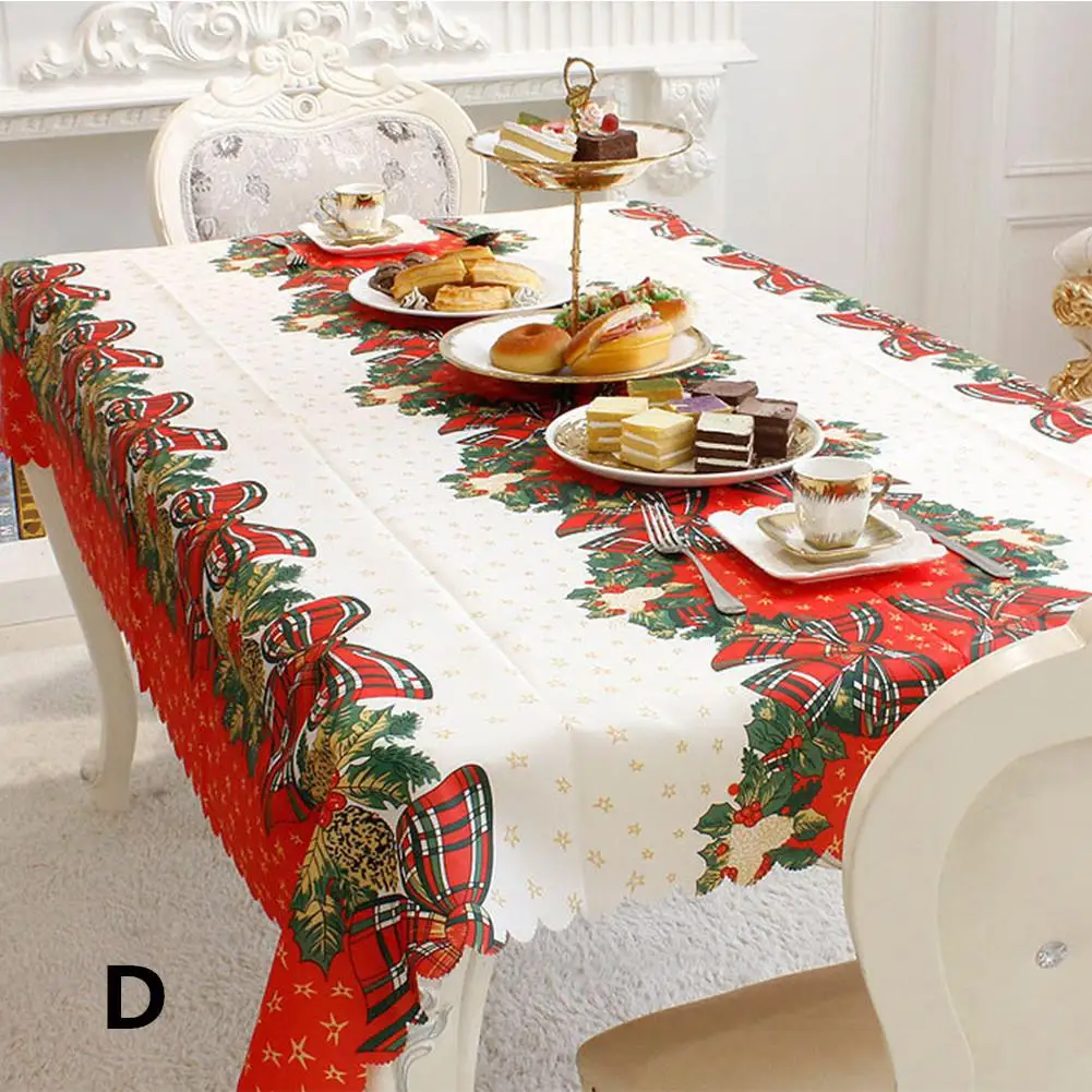  Christmas Table Cover Rectangle Printing Tablecloth for Restaurant Household Decoration