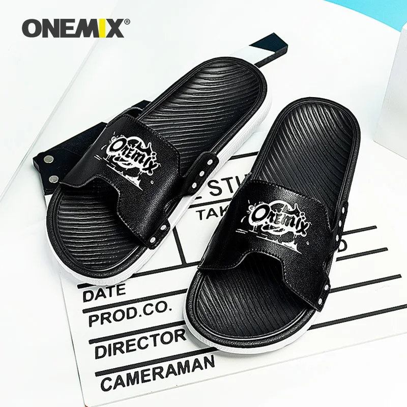 ONEMIX/женские шлепанцы Летние тапочки на плоской подошве Парные пляжные сандалии с