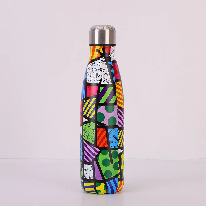 Style 1 Спортивная бутылка для воды из нержавеющей стали Cola, термос для питья, чашка для пеших прогулок на открытом воздухе, посуда для напитков, Рождественский подарок 500 мл - Цвет: Style 1