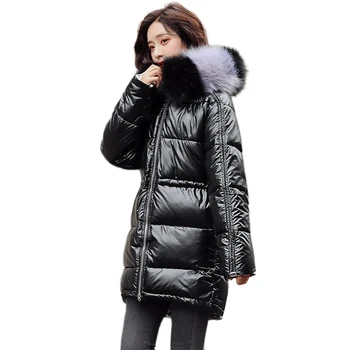 

new Fashion Winter Coat Women Jackets Thick Down Parkas Big Fur Hooded Cotton Long Coats Warm Windbreaker Female Slim Outwear 26