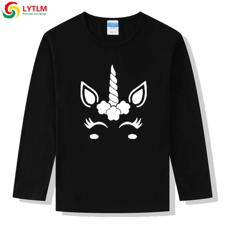 LYTLM/зимняя детская одежда для маленьких девочек топы с длинными рукавами для маленьких девочек, топ с рисунком единорога для девочек, футболки с длинными рукавами для маленьких девочек - Цвет: CX LYCRA Black