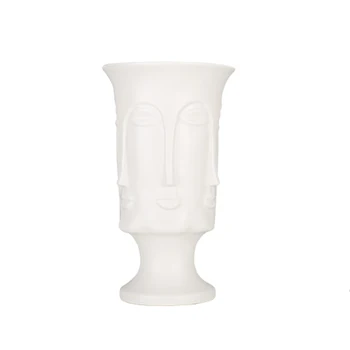 

Nordic Minimalism Abstract Ceramic Vase Face Art Matte Glazed Decorative Head Shape Vase White Ceramic