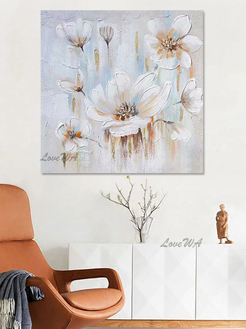 New Style Palette Knife Handmade Beautiful Flower Painting Home Good ...