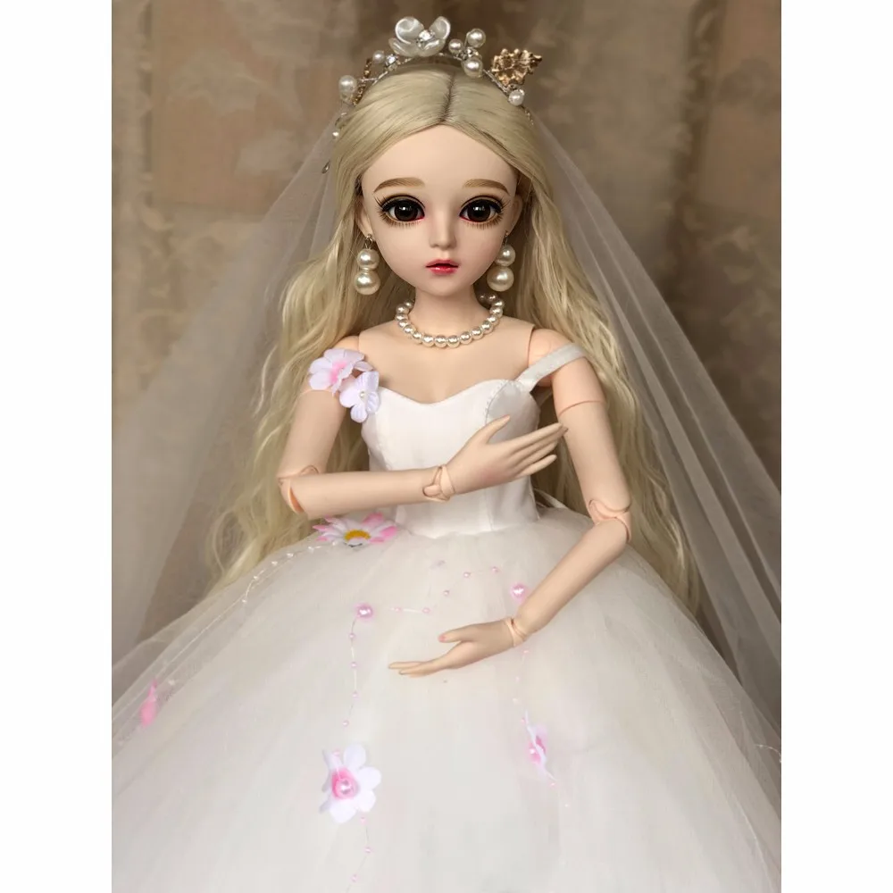 BJD 60 см Reborn кукла игрушки 1/3 светлые волосы с белым свадебное платье ручной работы