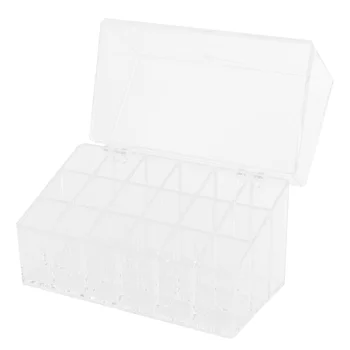 

Cosmetic Storage Box Desktop Makeup Organizer Transparent Flip Rack Lipstick Holder for Bedroom (18 Grids)