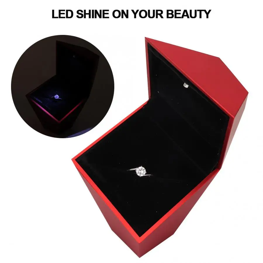 Светодиодный светильник в форме бриллианта, обручальные кольца, ювелирные изделия, чехол, коробка