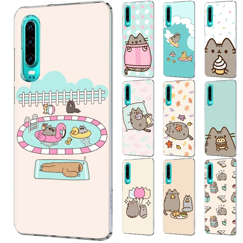 

Mobile Phone Case for Huawei P Smart Z Plus Huawei P30 P20 P10 P9 P8 Lite Pro Cover Cute Pusheen Cat Cartoon Meow