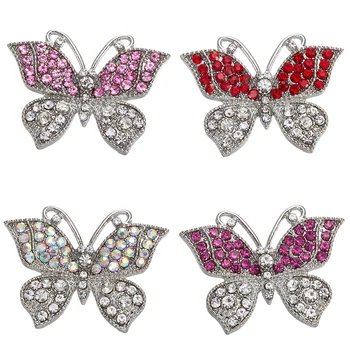 

20pcs many colors New crystal butterfly metal Snap Button Jewelry 18mm Snap Buttons fit Snap sracelet Bangles Button Jewelry