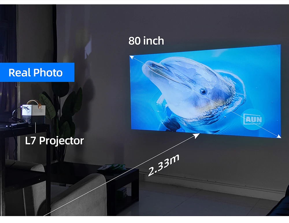 AUN 2020 Новый мини проектор L7 яркость 2500 лм портативный 3D для домашнего кинотеатра