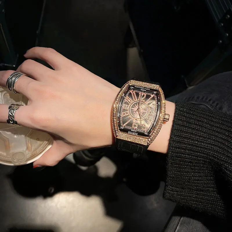 Часы кварцевые водонепроницаемые с большим циферблатом и календарем | Наручные