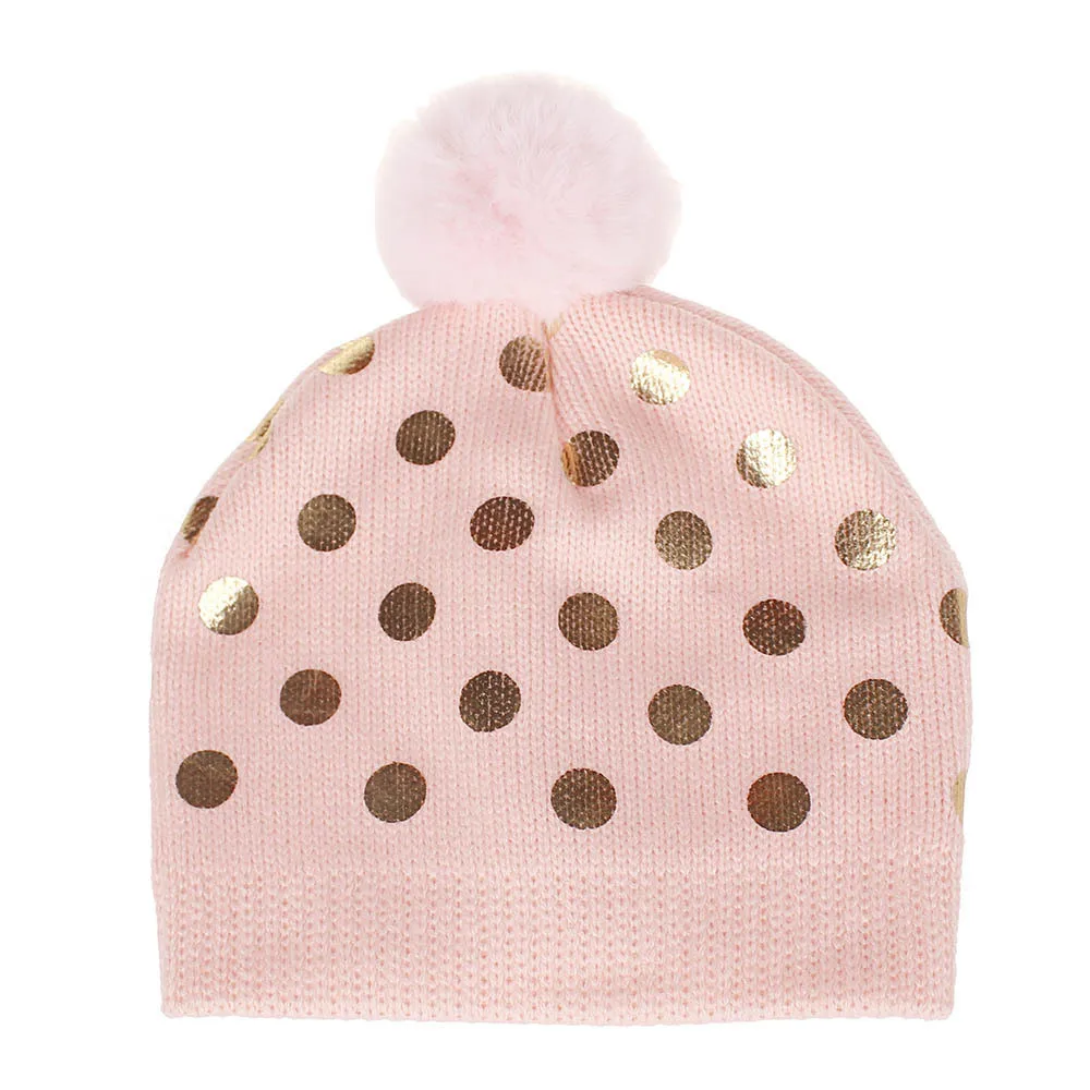  Baby Hats kids bronzing polka dot knitted hat pullover Toddler Infant  Boys Girls Headgear Hat Baby Newborn