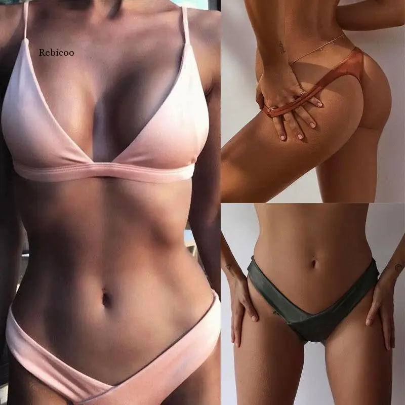 

Sexy Women Bikini Thong Bottom Brazilian V Cheeky Ruched Semi Swimwear Beachwear