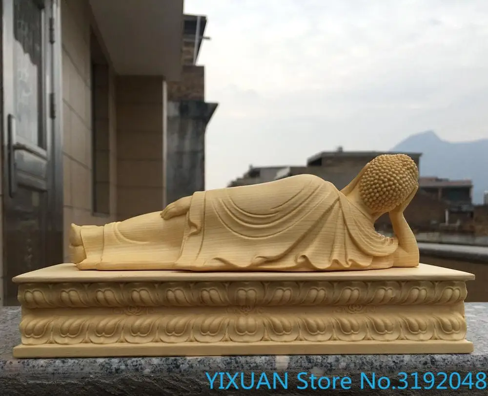 Taiwanese Birch Sakyamuni Buddha home business office ornaments carving crafts imported boxwood carving sleeping Buddha