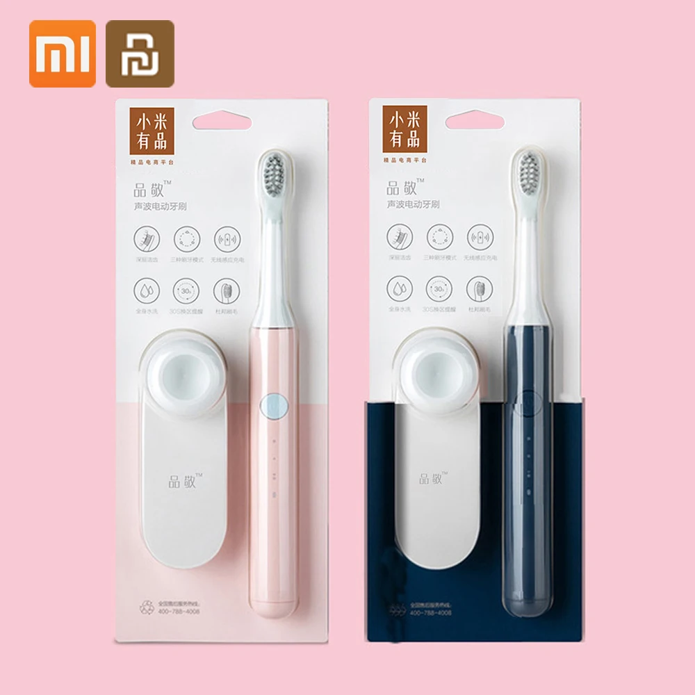 Xiaomi электрическая зубная щетка Sonic волновая зубная щетка для сменной головки зубной щетки перезаряжаемая электрическая зубная щетка подарок 5 - Цвет: Pink blue