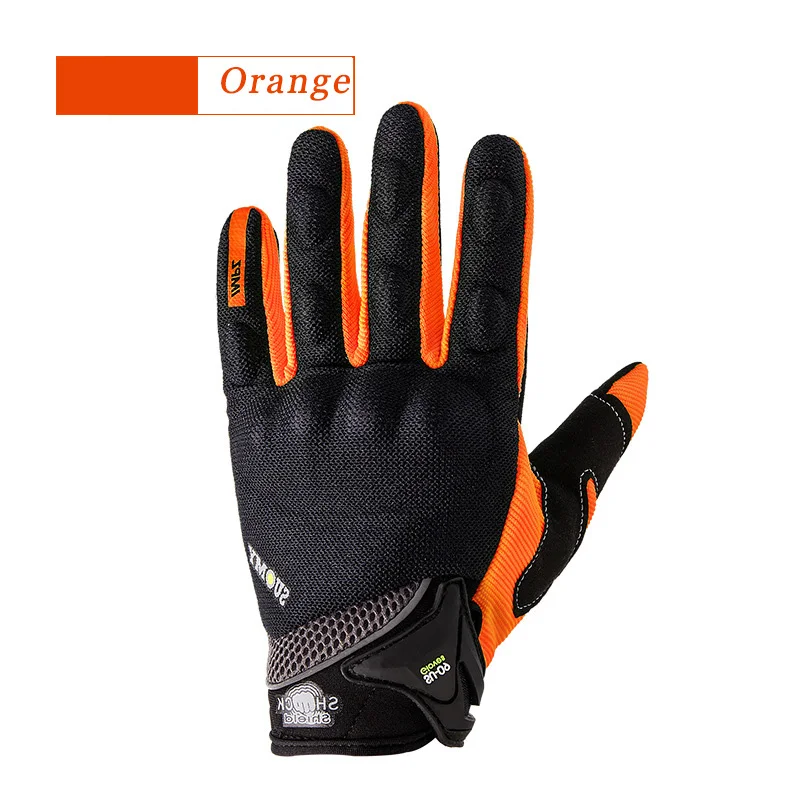 Мужские мотоциклетные перчатки/женские перчатки для мотокросса полный палец Guantes Gant мото-перчатки для езды на мотоциклах летние зеленые черные оранжевые - Цвет: Orange