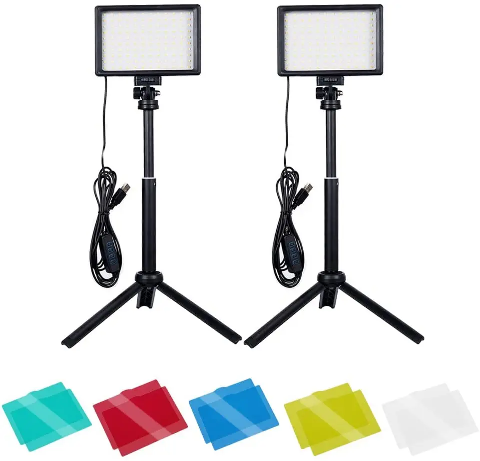 NEEWER 2 Pack Tabletop Dimmable 5600K USB LED Video Lighting with Colo