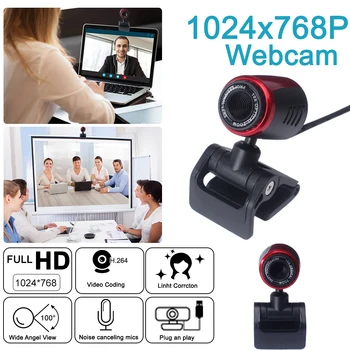 

USB HD 1024x768P Webcam Wth -in Pro Camera For Desktop Laptops PC Live Streaming Work Conference Online Teaching