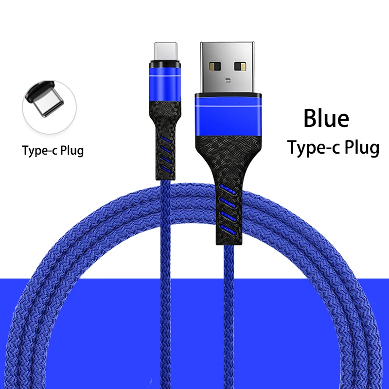 Type c usb Blue Micro usb кабель для huawei samsung type c Быстрый зарядный кабель для oppo xiaomi 1 м Быстрый usb кабель для oneplus huawei p30 mate20 - Цвет: Type c usb Blue