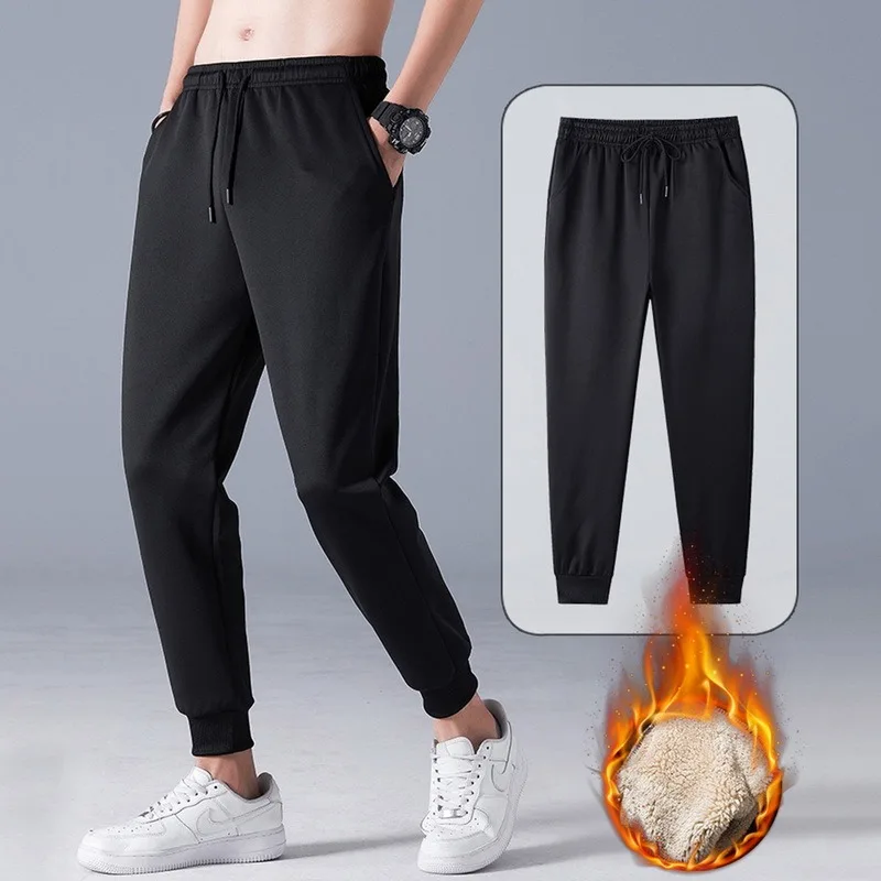 Men's Winter Pants Outside Warm Joggers Thicken Men Sweatpants Heavyweight Streetwear Fleece Trousers Men Pant elephant harem pants