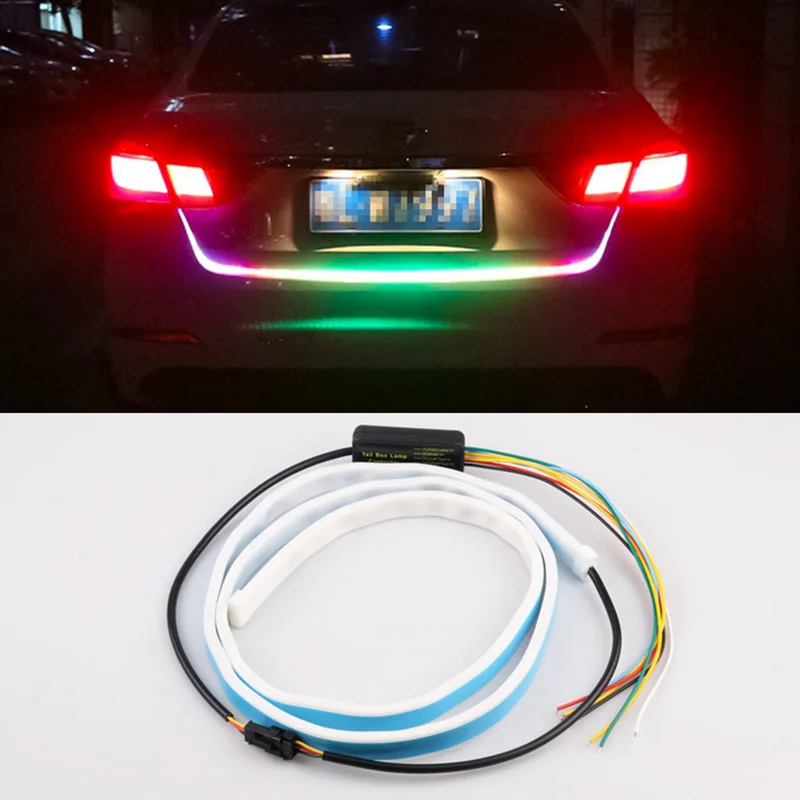 RGB Car LED Strip Lighting Rear Trunk Tail Light Dynamic Streamer Brake Turn Signal Reverse Leds Warning Lamp DRL | Автомобили и