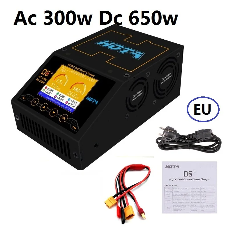 HOTA D6 + DC/AC Ac 300 Вт Dc 2x325 2x15a Двухканальное умное зарядное устройство Dis Lipo для