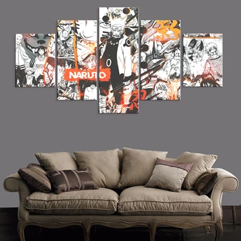 

Anime NARUTO 5 Pieces Canvas Paintings Oil Decor Poster Home Room Printed Framework Art Modular Modern