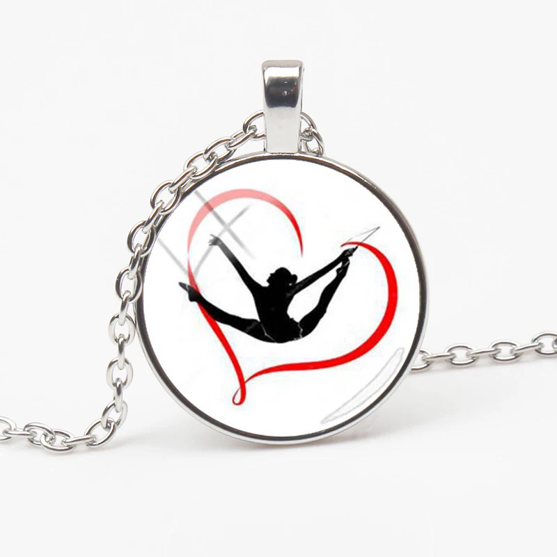 

New Fashion Rhythmic Gymnastics Pendant Necklace Gymnastics Photo Jewelry Glass Cylindrical Crystal Necklace Sports Couple Gift