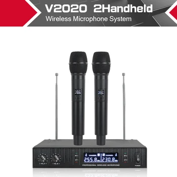 

V2020 Professional Wireless Microphone System With 2 Channel Cordless Handheld Mic for Kareoke, KTV, Home Party
