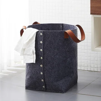 

Folding Felt Baby Wash Basket Dirty PU Clothes Storage Basket Home Laundry Baskets Organizer FAS6