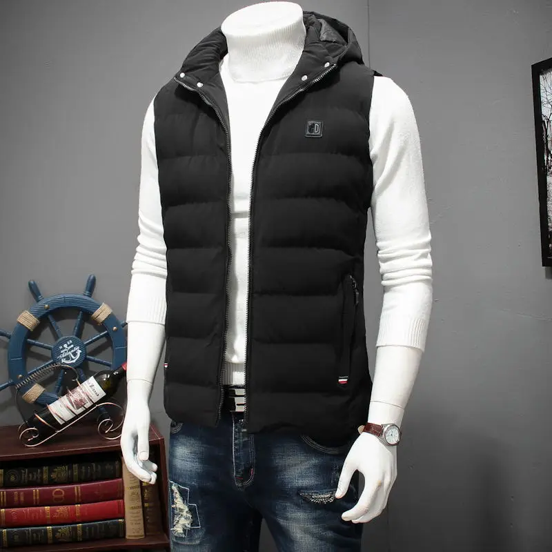 Goedkoop Winter Grote Maat Hooded Winter Vest Voor Mannen Mouwloze Jas Jassen Casual Warme Gewatteerde Mannen Beneden Vest 6XL 7XL 8XL YT50164