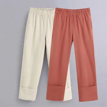 

2020 summer women's new simple casual elastic waist fashion wild work suit casual curling trousers trousers