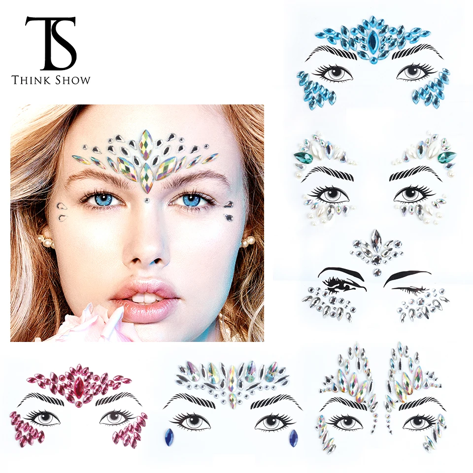 3D Sexy Face Tattoo Stickers Shiny Face Decoration Glitter Fake Tattoo