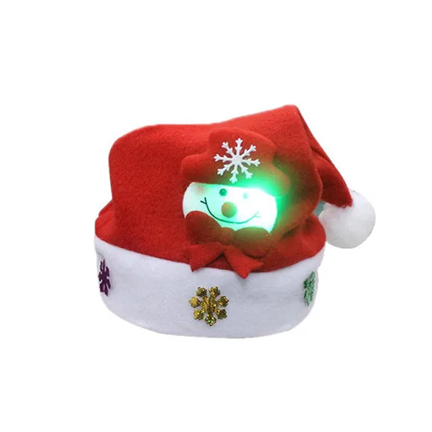 1 шт. детская и взрослая светодиодный Рождественская красная шляпа Санта-Клаус, олень, снеговик, рождественские подарки, кепки, праздничные вечерние принадлежности, товары для дома, магазин Deco#45