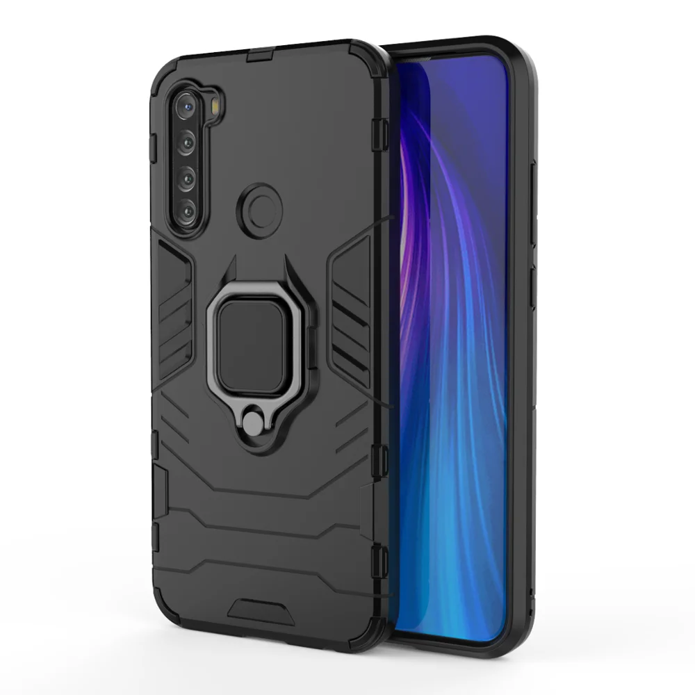 black OUDINI для Xiaomi Redmi note8t чехол задняя крышка Подставка Броня противоударный чехол для Redmi note8t чехол - Цвет: black