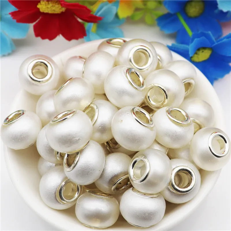 

20Pcs Assorted Color Pearl European Glass Beads for Jewelry Making DIY Chain Necklace Big Hole Beads fit Pandora Bracelet Bangle