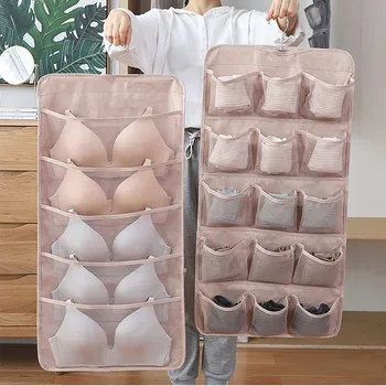

Underwear Hanging Storage Socks Household Double-side Storage Hanging Bag Washable Moisture-proof Foldable Family Storage 1Pcs