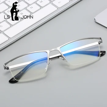 

LS JOHN 2020 Half Frame Reading Glasses Men Women Anti Blue Ray Metal Presbyopic Eyewear Hyperopia Spectacles +1.0 to +4.0