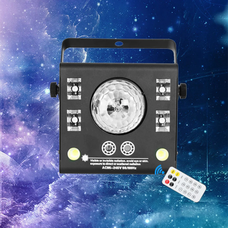 Dj Led 4 In 1 Remote R/G Laser Viola Led Magic Crystal Ball Strobe Light Fog Machine Illuminazione Scenica Wedding Night Ktv Club