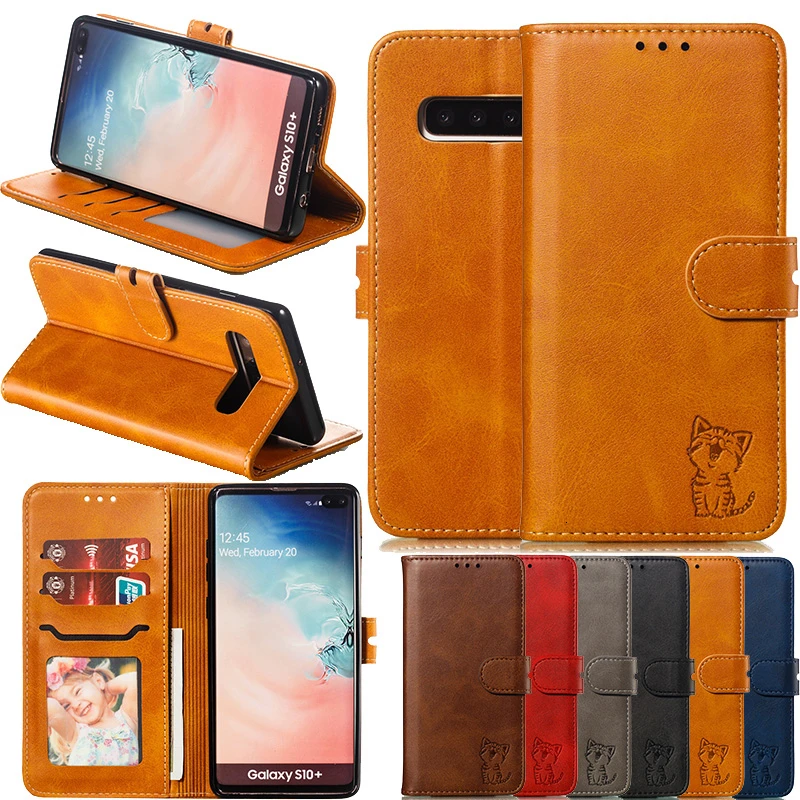 

Retro Leather Card Slot Wallet Case For Samsung Galaxy S10 Plus S8 S9 S7 S6 Edge Flip Cover For Samsung Note 10 Plus Cases Note9