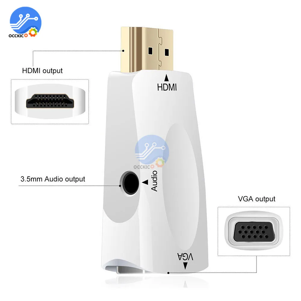 HDMI к VGA адаптер папа женскому HD 1080P аудио динамик кабель конвертер для ПК ноутбука
