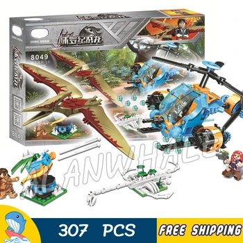 

307pcs Jurassic World Juniors Pteranodon Capture Hunting Helicopter 8049 Building Blocks Dinosaur Toys Compatible With