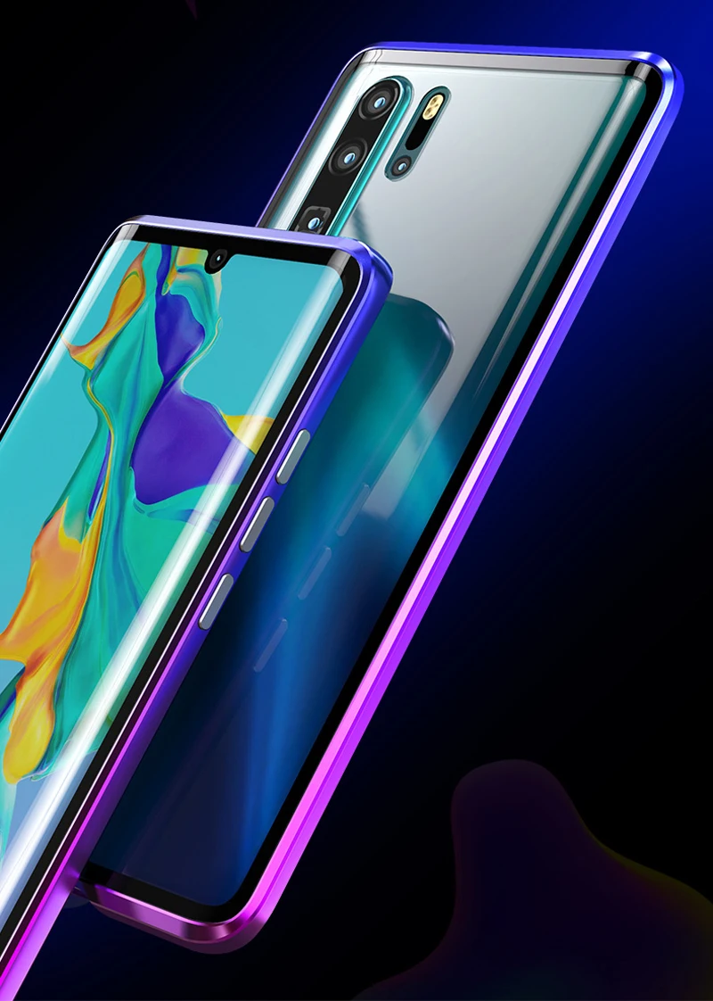 Роскошный защитный чехол с магнитным стеклом для huawei P20 Lite P30 Pro 360, задняя крышка из закаленного стекла для mate 20 Lite, чехол