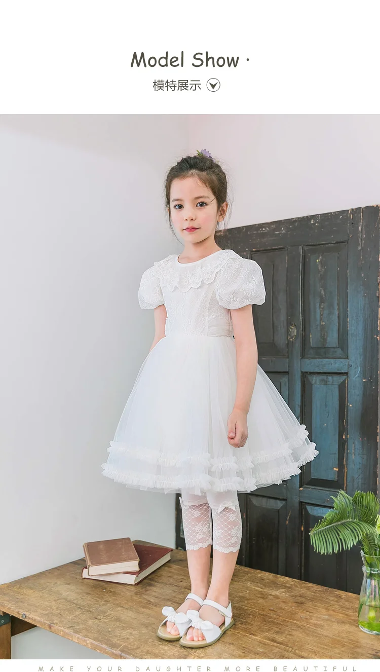 High Quality 2021 New Summer Girls Leggings Pants Lace Cotton Children Clothing Flower Girl Knee Pants