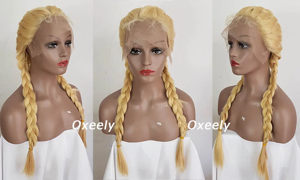 Perucas de Cabelo Natural do Cabelo do Bebê Cabelo da Fibra Resistente ao Calor Oxeely Perucas Sintéticas Loiro Claro Reta Longa 613 2 Cabelo Do Bebê Cabelo da Fibra Resistente Ao Calor
