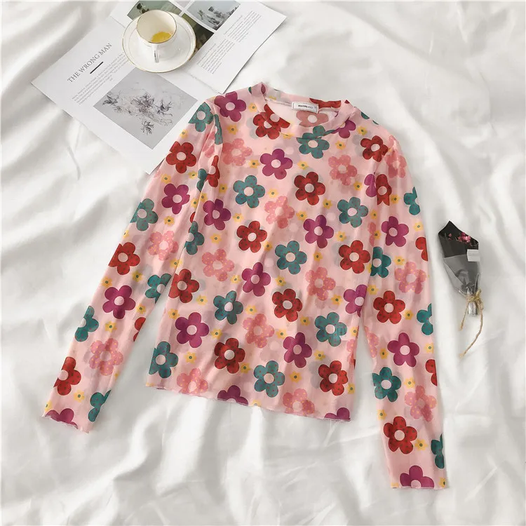 Long Sleeve Kawaii Print Top - 41 - Kawaii Mix