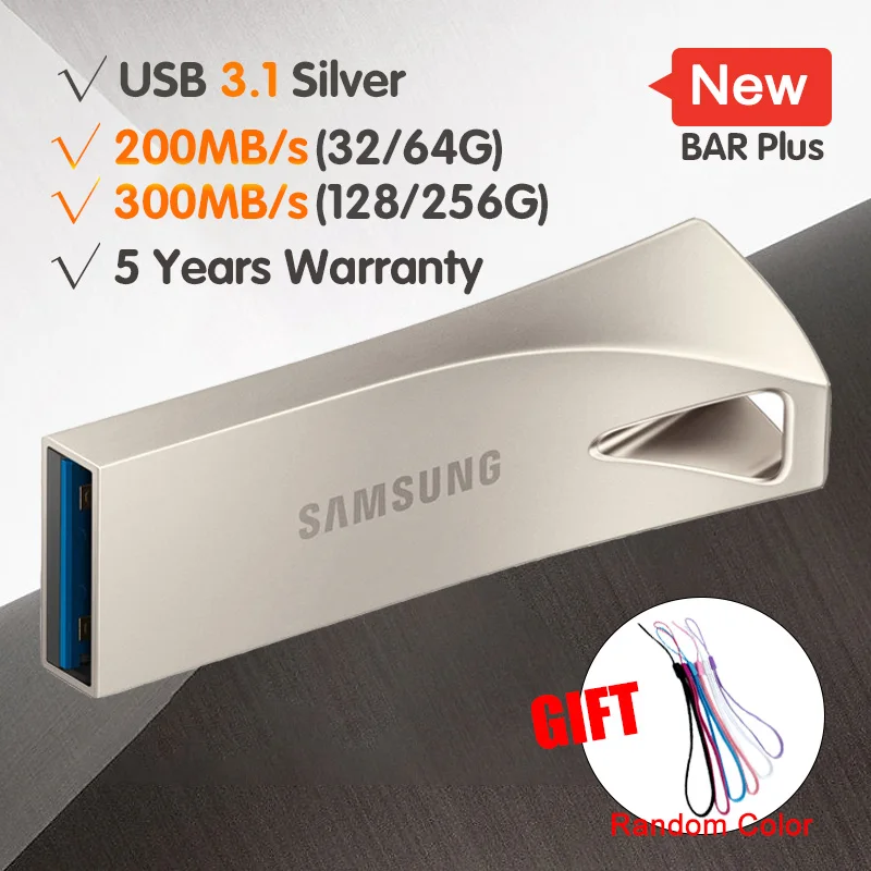 SAMSUNG USB Флэш-Диск USB3.0 32 Г 64 Г 128 Г Металла мини Pen Drive Pendrive Memory Stick Устройства Хранения U Диск 130 МБ/С.флешка флешки 256Г - Цвет: Silver.USB 3.1