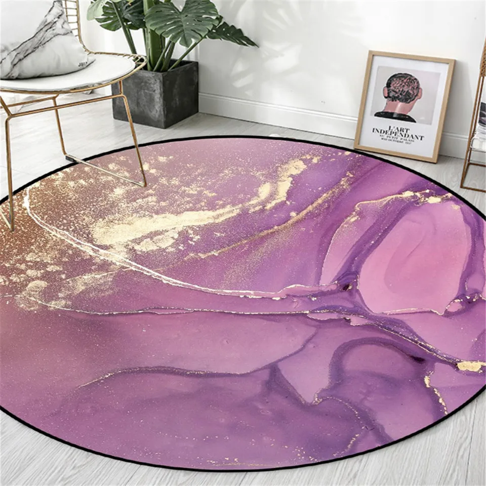 Abstract Oil Painting Pattern Nordic Round Carpet Pink Purple Red Girl Room Rug Bedroom Decor Hanging Basket Chair Mat Area | Дом и сад