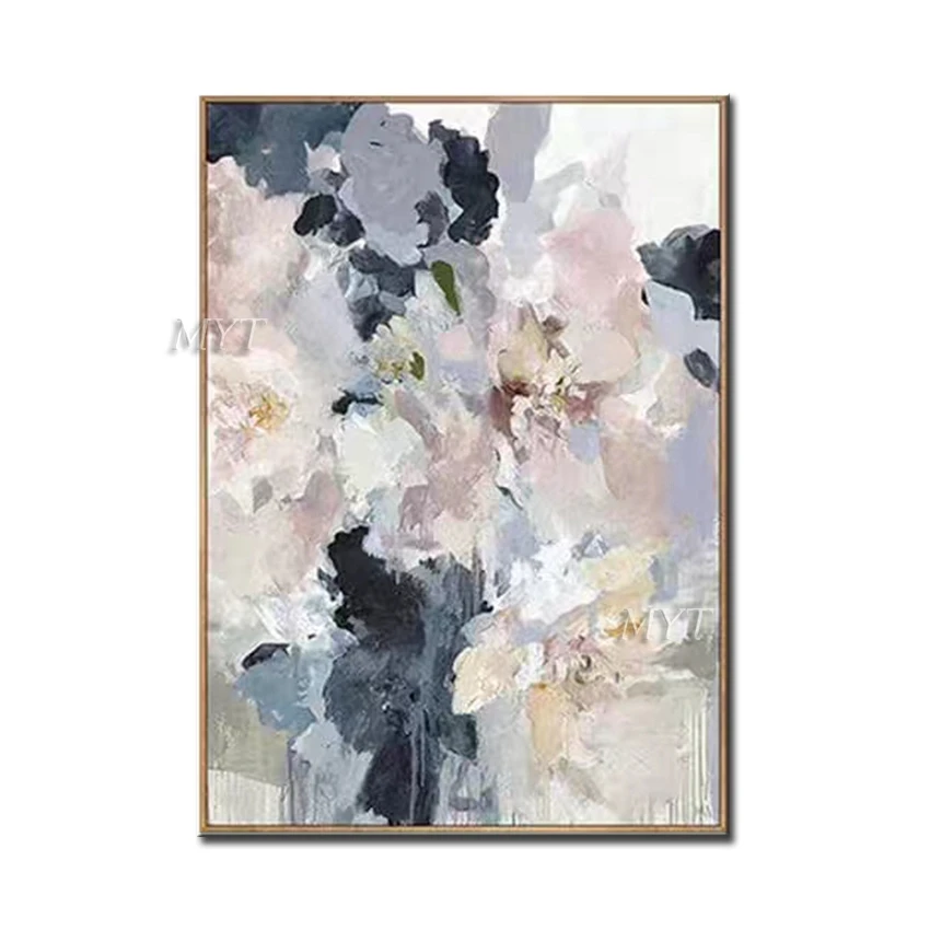 Black And Pink Flowers Abstract Oil Paintings On Canvas Modern Wedding Decor Wall Pictures Home Decoration 100% Handpainted | Дом и сад