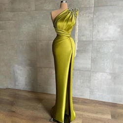 Thinyfull Sexy Prom Dresses One Shoulder Mermaid Evening Dress Beadings High Split Saudi Arabia Cocktail Party Gowns Custom Size